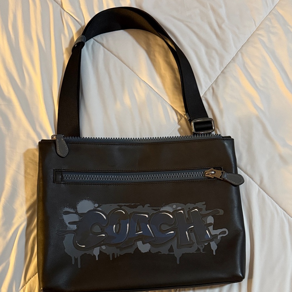 Coach Black and Gray Logo Messenger Bag